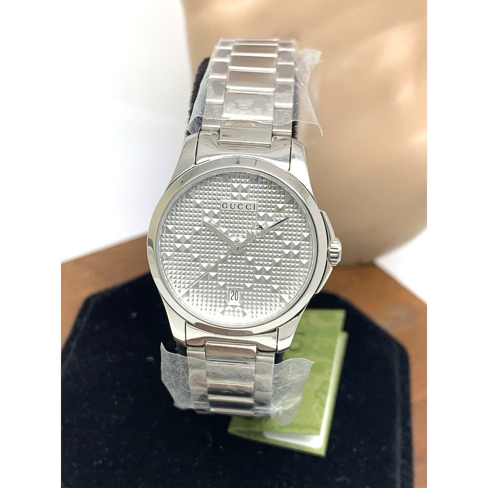 Gucci Women's Watch YA126551 G-Timeless Swiss Quartz Silver Dial Steel 27mm